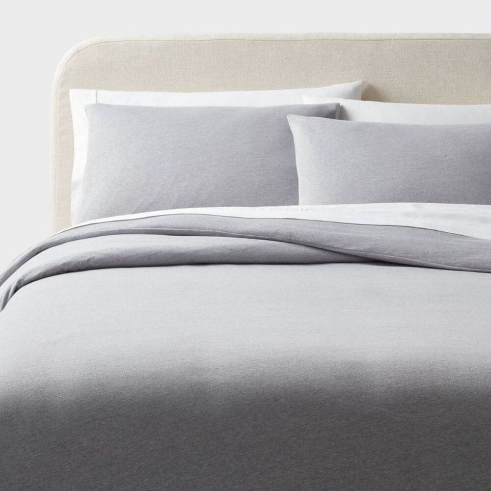 King Jersey Duvet and Sham Set Gray Heather - Threshold